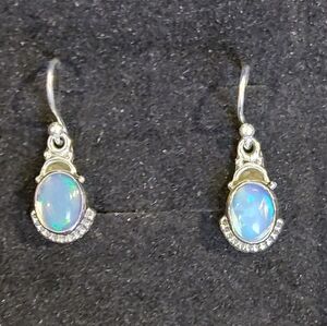 Elegant Silver Ethiopian Opal Earrings